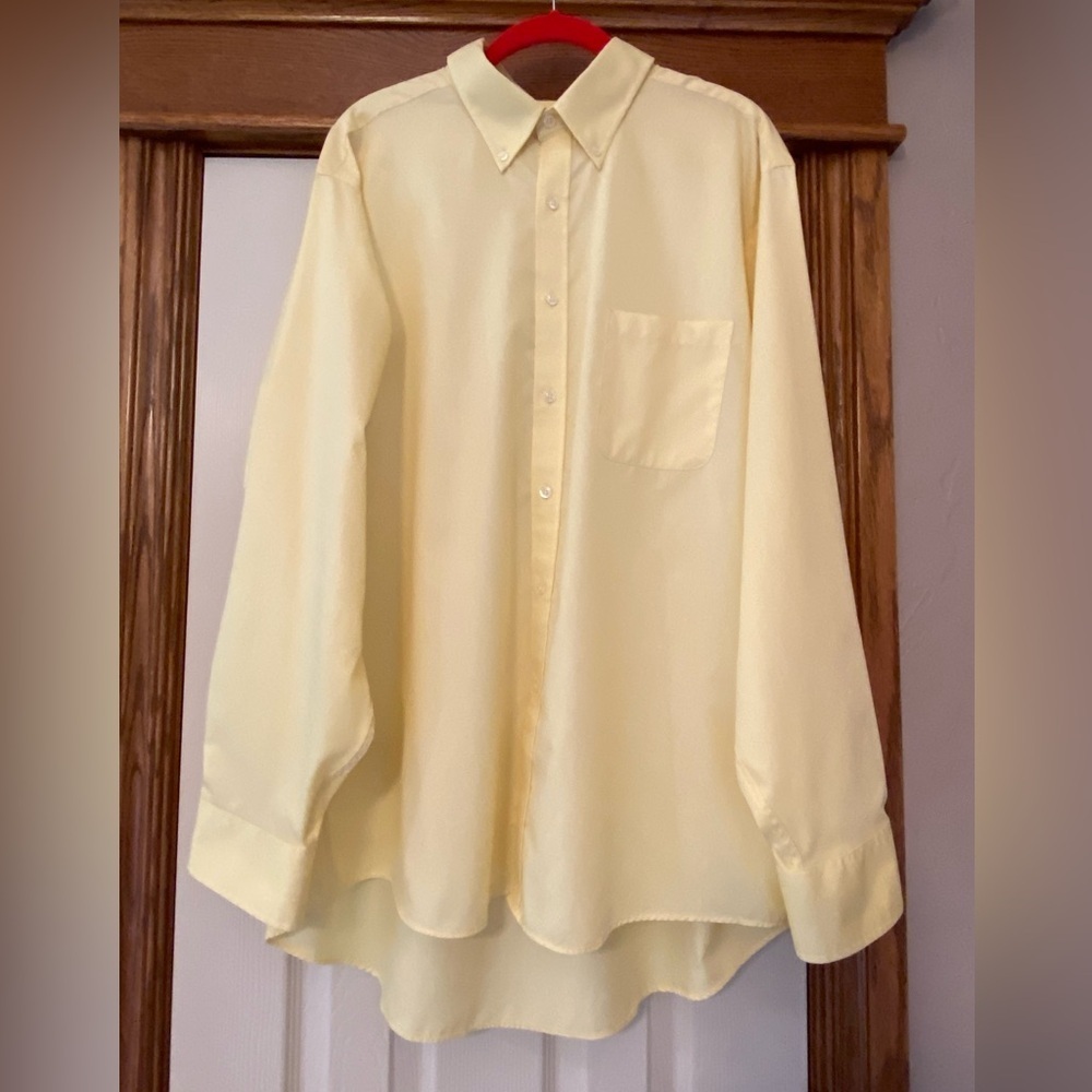 Chaps Mens Classic Fit Twill Shirt Wrinkle Free Button Sz 17-17.5 34-35